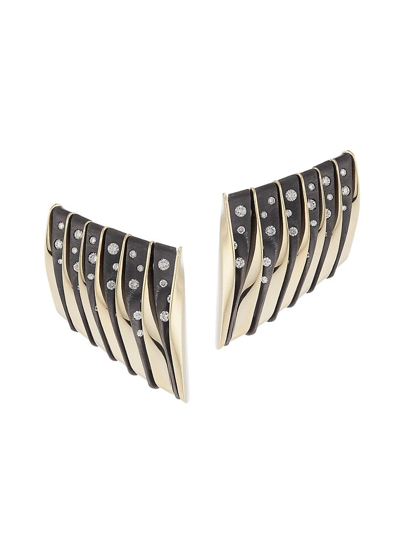 Coucher De Soleil 18K White Gold, Bronze & White Diamond Earclips 3 Coucher De Soleil 18K White Gold, Bronze & White Diamond Earclips