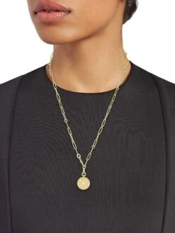 Venetian Princess 18K Yellow Gold & Diamond Satin Small Medallion Necklace -Fashion Jewelry & Accessories 0400013126064 A2