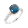 Pomellato Nudo 18K Two-Tone Gold, London Blue Topaz Doublet & Diamond Petite Ring -Fashion Jewelry & Accessories 0400013141614 WHITEGOLD