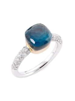Pomellato Nudo 18K Two-Tone Gold, London Blue Topaz Doublet & Diamond Petite Ring