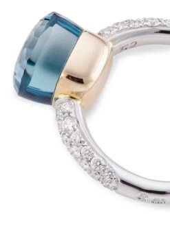 Pomellato Nudo 18K Two-Tone Gold, London Blue Topaz Doublet & Diamond Petite Ring -Fashion Jewelry & Accessories 0400013141614 WHITEGOLD A3