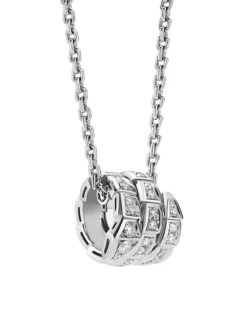 Bvlgari Serpenti Viper 18K White Gold & Pavé Diamond Pendant Necklace