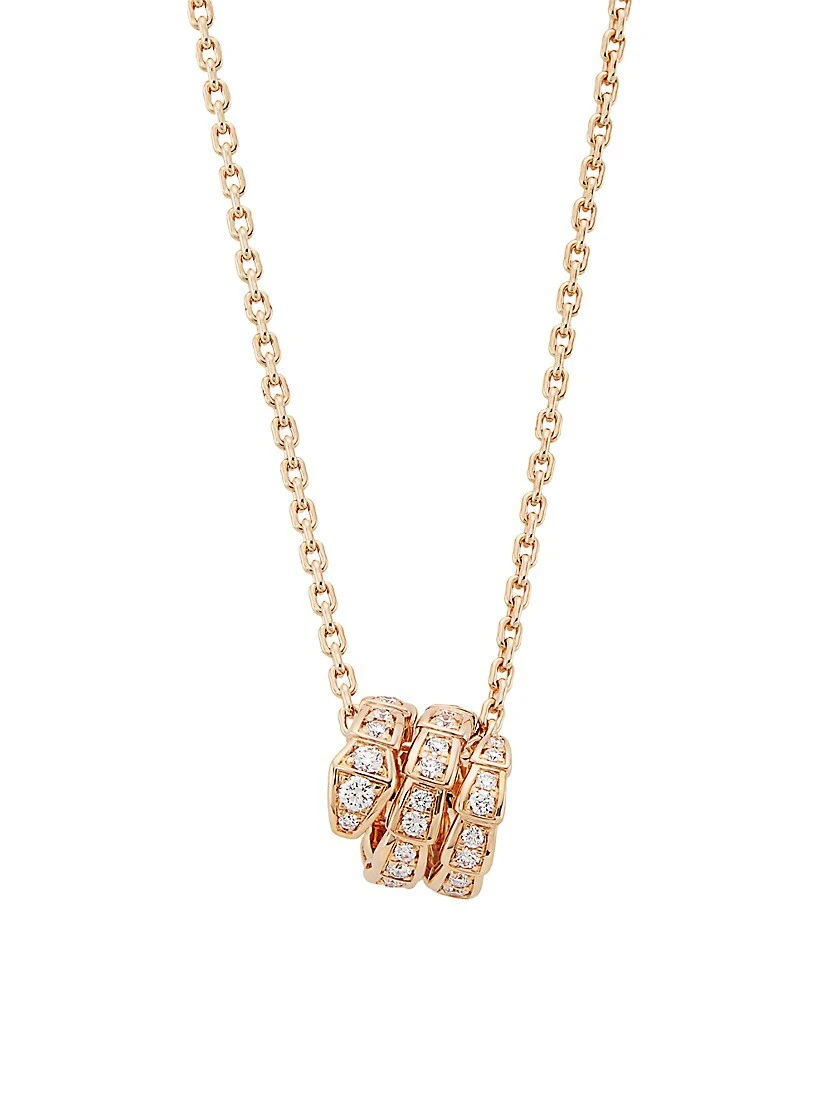 Bvlgari Serpenti Viper 18K Rose Gold & Pavé Diamond Pendant Necklace 3 Bvlgari Serpenti Viper 18K Rose Gold & Pavé Diamond Pendant Necklace