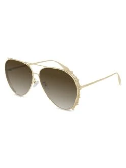 Alexander McQueen Rebellion 63MM Metal Pilot Sunglasses