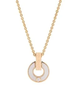 Bvlgari Essential 18K Rose Gold, Mother-of-Pearl & Diamond Openwork Pendant Necklace