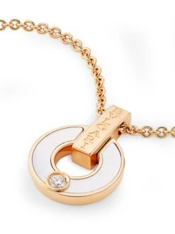 Bvlgari Essential 18K Rose Gold, Mother-of-Pearl & Diamond Openwork Pendant Necklace -Fashion Jewelry & Accessories 0400013440169 PINKGOLD A3