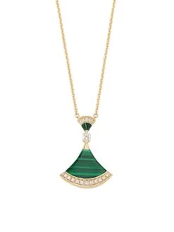 Bvlgari Divina 18K Yellow Gold, Malachite & Diamond Pendant Necklace