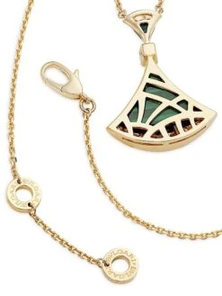 Bvlgari Divina 18K Yellow Gold, Malachite & Diamond Pendant Necklace -Fashion Jewelry & Accessories 0400013440222 GOLD A2