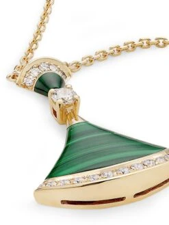 Bvlgari Divina 18K Yellow Gold, Malachite & Diamond Pendant Necklace -Fashion Jewelry & Accessories 0400013440222 GOLD A3