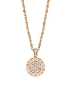 Bvlgari Classic 18K Rose Gold, Jade & Diamond Pendant Necklace