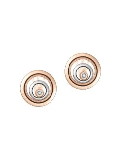Chopard Happy Spirit 18K White & Rose Gold & Diamond Earrings