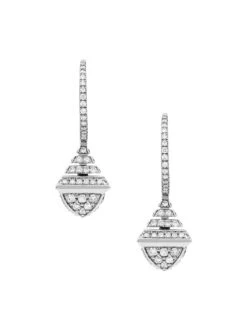 Cleo Mini 18K White Gold & Diamond Earrings
