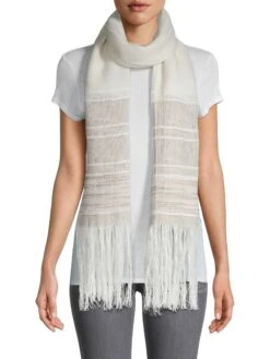 Rag & Bone Kara Playa Striped Linen-Blend Scarf 7 Rag & Bone Kara Playa Striped Linen-Blend Scarf -Fashion Jewelry & Accessories 0400013620833 ANTIQUEWHITE A1
