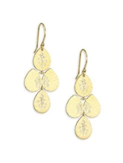 Stardust 18K Yellow Gold & Diamond Small Hammered Teardrop Cascade Earrings