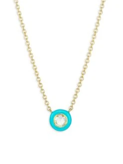 Stardust Carnevale 18K Yellow Gold, Turquoise Ceramic & Diamond Solitaire Necklace