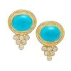 Cl Color 18K Yellow Gold, Turquoise & Diamond Classic Oval Pyramid Post Earrings 2 Cl Color 18K Yellow Gold, Turquoise & Diamond Classic Oval Pyramid Post Earrings -Fashion Jewelry & Accessories 0400013822810 YELLOWGOLD