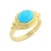 Classic 18K Yellow Gold & Turquoise Oval Ring -Fashion Jewelry & Accessories 0400013822811 YELLOWGOLD