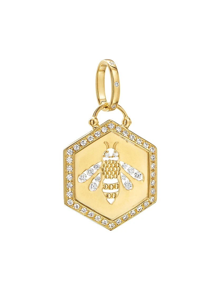 Tree Of Life 18K Yellow Gold & Diamond Cutout Bee Pendant 3 Tree Of Life 18K Yellow Gold & Diamond Cutout Bee Pendant