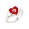 Gucci GG Hearts Sterling Silver & Enamel Ring -Fashion Jewelry & Accessories 0400013843346 RED