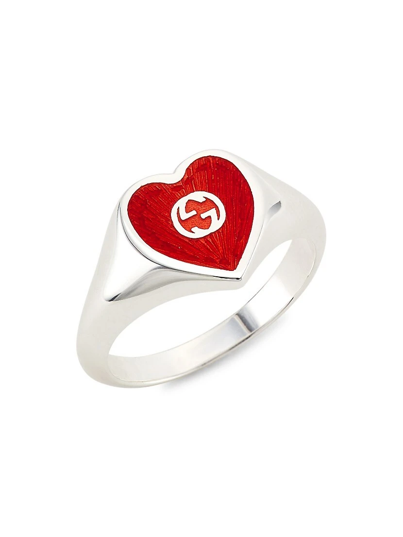 Gucci GG Hearts Sterling Silver & Enamel Ring 3 Gucci GG Hearts Sterling Silver & Enamel Ring