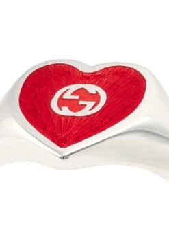 Gucci GG Hearts Sterling Silver & Enamel Ring 9 Gucci GG Hearts Sterling Silver & Enamel Ring -Fashion Jewelry & Accessories 0400013843346 RED A3