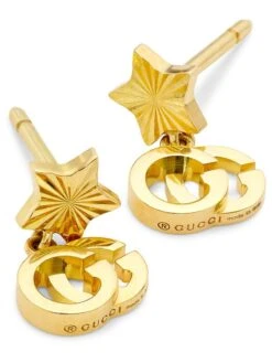 Gucci GG Running 18K Yellow Gold Star Drop Earrings -Fashion Jewelry & Accessories 0400013843349 YELLOWGOLD A3