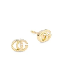 Gucci GG Running 18K Yellow Gold Stud Earrings