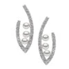 Sleek 18K White Gold, 3-3.5MM Akoya Pearl & Diamond Drop Earrings -Fashion Jewelry & Accessories 0400013858789 WHITEGOLD