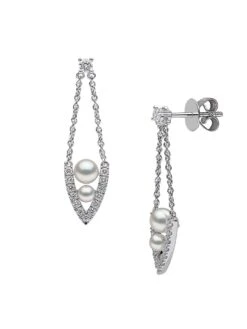 Sleek 18K White Gold, 3-5MM Akoya Pearl & Diamond Chain Teardrop Earrings 7 Sleek 18K White Gold, 3-5MM Akoya Pearl & Diamond Chain Teardrop Earrings -Fashion Jewelry & Accessories 0400013858790 WHITEGOLD A2