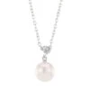 Classic 18K White Gold, 8.25MM Cultured Akoya Pearl & Diamond Pendant Necklace -Fashion Jewelry & Accessories 0400013903271 WHITEGOLD