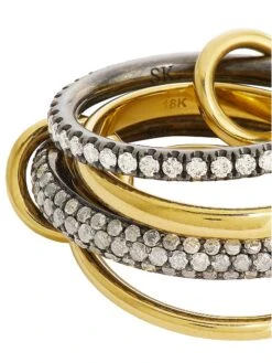 Galaxy Tri-Tone & Diamond 4-Link Vega Ring -Fashion Jewelry & Accessories 0400013910559 YELLOWGOLD A3