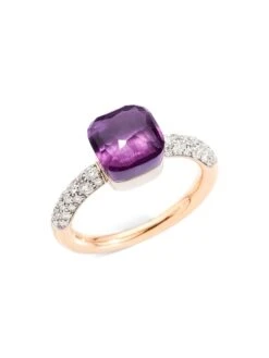 Pomellato Nudo Petit Amethyst, Diamond, 18K White Gold & 18K Rose Gold Ring