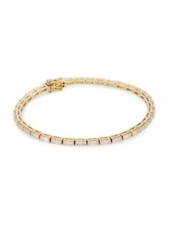 18K Yellow Gold & Baguette Diamond Bracelet