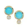 Classis Bouton 18K Yellow Gold, Turquoise & Diamond Stud Earrings -Fashion Jewelry & Accessories 0400014010417 YELLOWGOLD