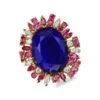 18K Yellow Gold, Lapis Lazuli Sapphire, Ruby & Diamond Ring -Fashion Jewelry & Accessories 0400014013221 BLUELAPISMULTI