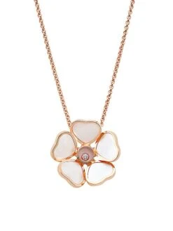 Chopard Happy Diamonds Happy Hearts 18K Rose Gold, Diamond & Mother-Of-Pearl Pendant Necklace