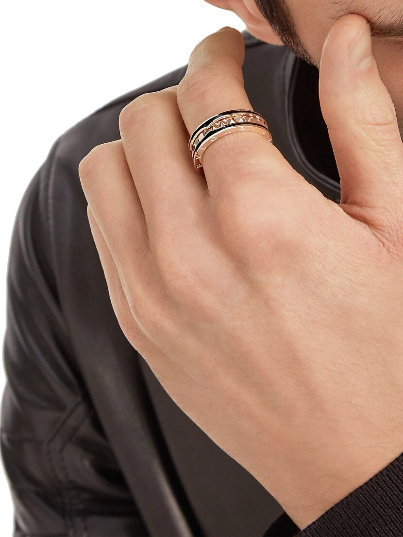 Bvlgari B.zero1 Rock 18K Rose Gold & Black Ceramic 2-Band Ring 4 Bvlgari B.zero1 Rock 18K Rose Gold & Black Ceramic 2-Band Ring - Image 2
