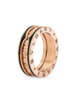 Bvlgari B.zero1 Rock 18K Rose Gold & Black Ceramic 2-Band Ring 11 Bvlgari B.zero1 Rock 18K Rose Gold & Black Ceramic 2-Band Ring -Fashion Jewelry & Accessories 0400014152188 ROSEGOLD A3