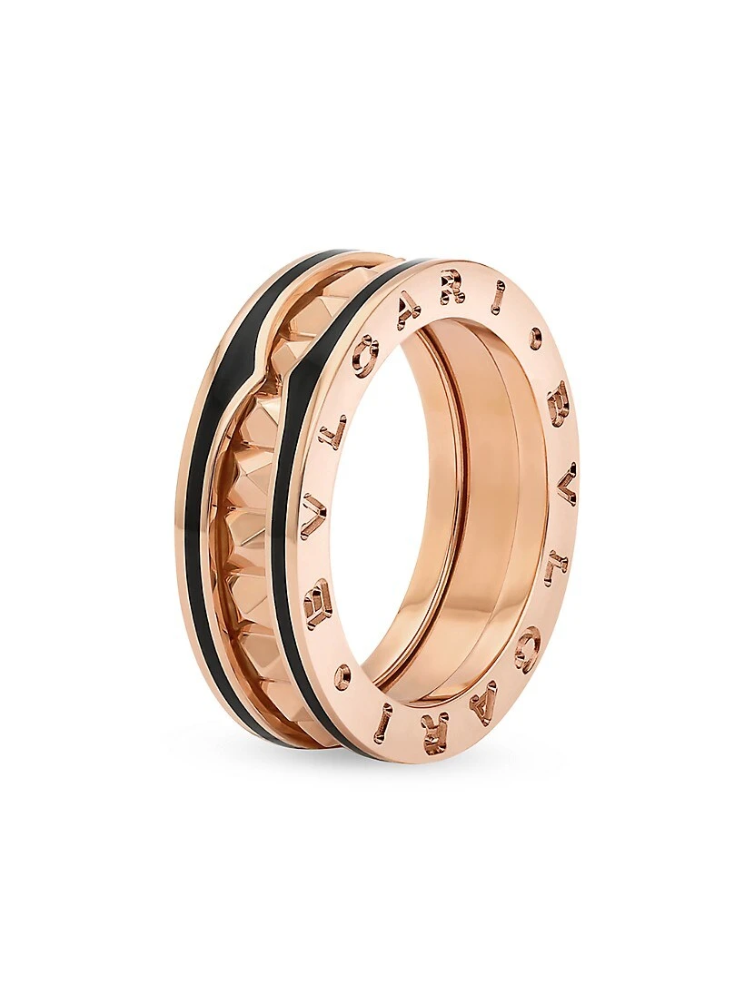 Bvlgari B.zero1 Rock 18K Rose Gold & Black Ceramic 2-Band Ring 6 Bvlgari B.zero1 Rock 18K Rose Gold & Black Ceramic 2-Band Ring - Image 4