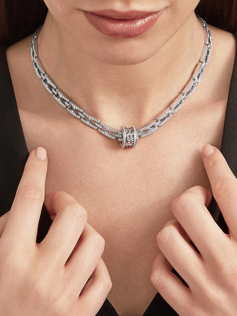 Bvlgari B.zero1 18K White Gold & Diamond Necklace 4 Bvlgari B.zero1 18K White Gold & Diamond Necklace - Image 2
