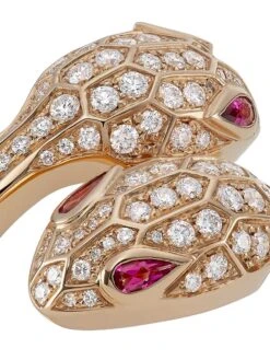 Bvlgari Serpenti Seduttori 18K Rose Gold, Diamond & Rubellite Snake Ring -Fashion Jewelry & Accessories 0400014152227 PINKGOLD A3
