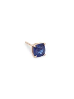 18K Rose Gold & Blue Sapphire Single Stud Earring