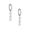 18K White Gold & 3 Round Diamond Drop Huggie Hoop Earrings -Fashion Jewelry & Accessories 0400014297638 WHITEGOLD