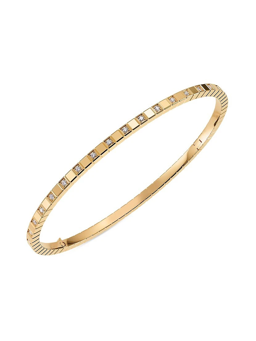 Chopard 18K Yellow Gold & Diamond Ice Cube Bangle Bracelet 3 Chopard 18K Yellow Gold & Diamond Ice Cube Bangle Bracelet