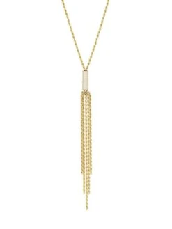 Twist 18K Gold-Plated & Cubic Zirconia Tassel Pendant Necklace