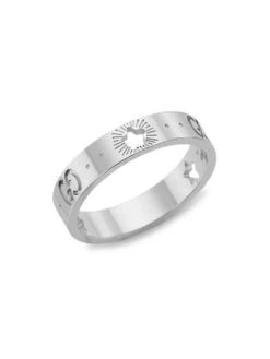 Gucci Icon 18K White Gold Star Detail Ring