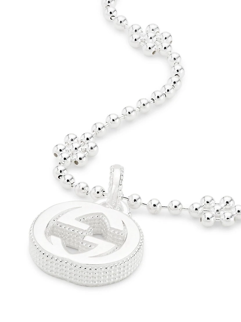 Gucci Sterling Silver Interocking G Logo Pendant Necklace 6 Gucci Sterling Silver Interocking G Logo Pendant Necklace - Image 4