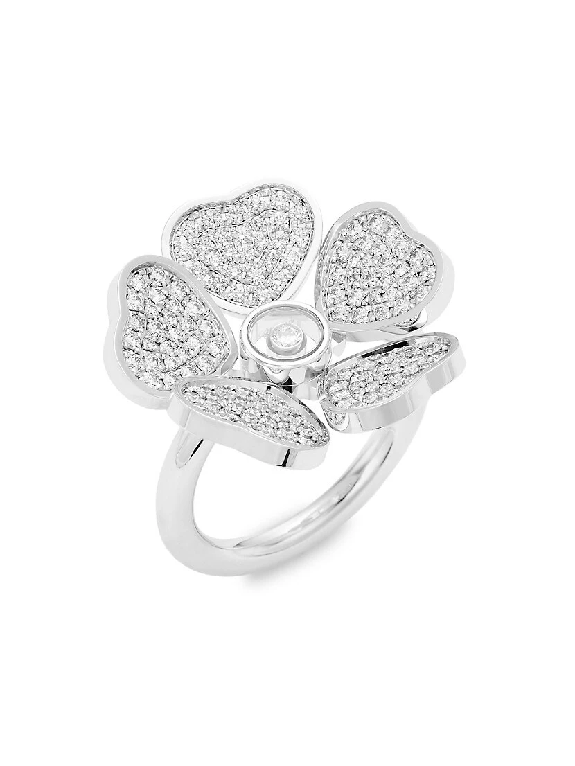 Chopard Happy Hearts Flowers 18K White Gold & Diamond Ring 3 Chopard Happy Hearts Flowers 18K White Gold & Diamond Ring