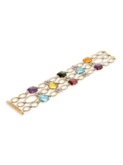 Marrakech Onde Elevated 18K Gold, Diamond & Tourmaline Wide Chain Bracelet