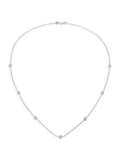 18K White Gold & 0.7 TCW Diamond Station Necklace -Fashion Jewelry & Accessories 0400014598260 A2